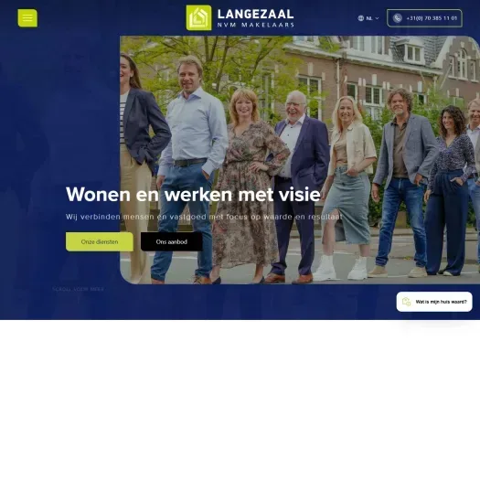 Screenshot van de website van www.langezaal.nl