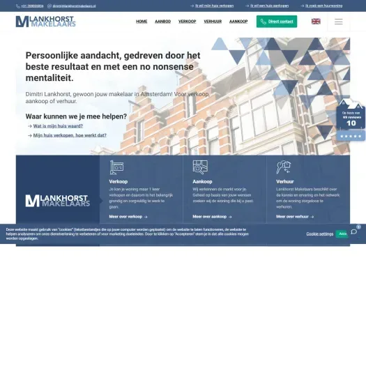 Screenshot van de website van www.lankhorstmakelaars.nl