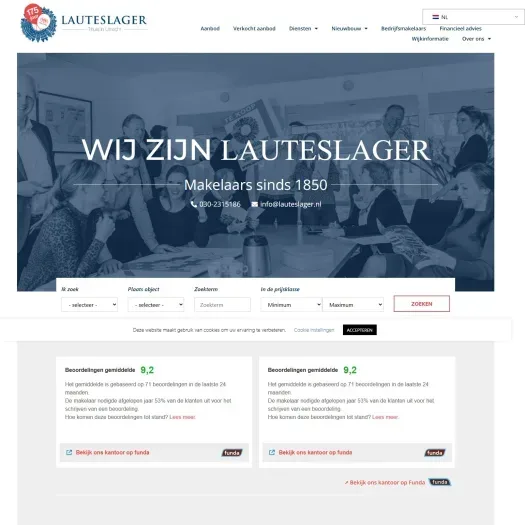 Capture d'écran du site web de www.lauteslager.nl