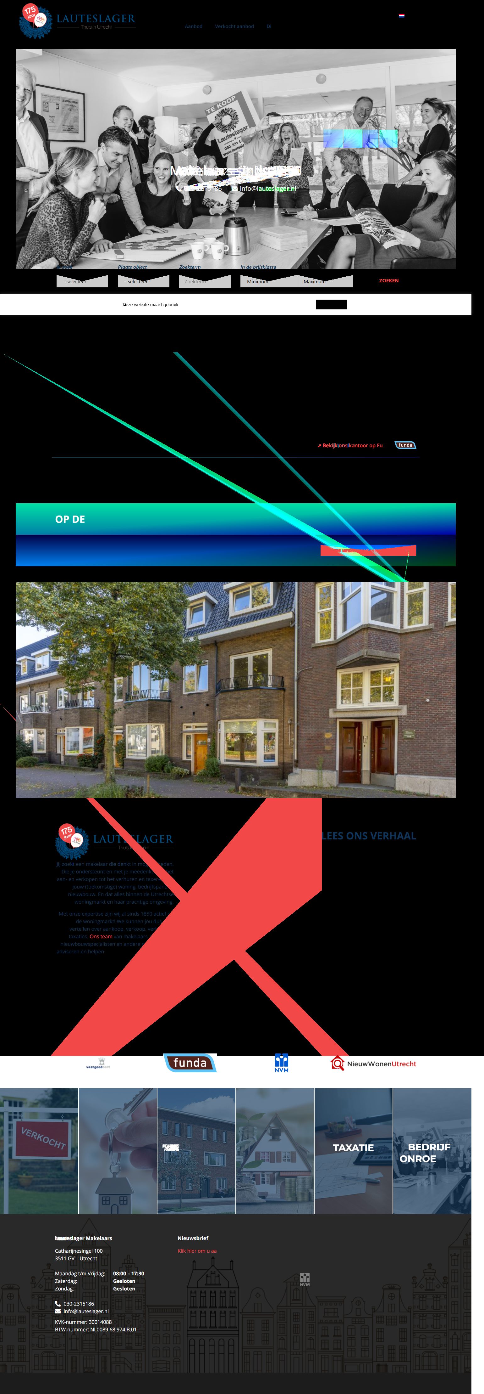 Screenshot van de website van www.lauteslager.nl