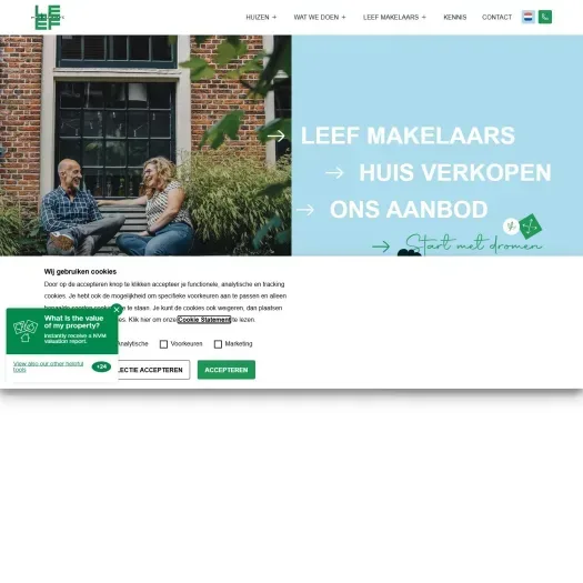 Screenshot van de website van www.leefmakelaars.nl