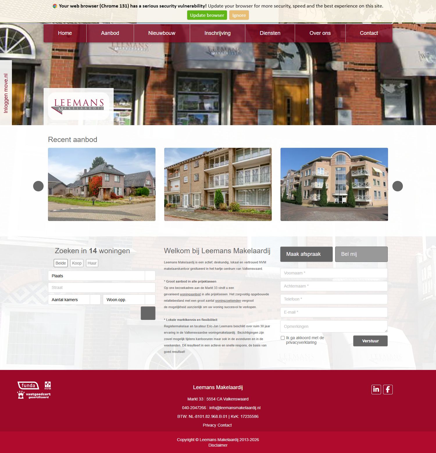 Screenshot van de website van www.leemansmakelaardij.nl