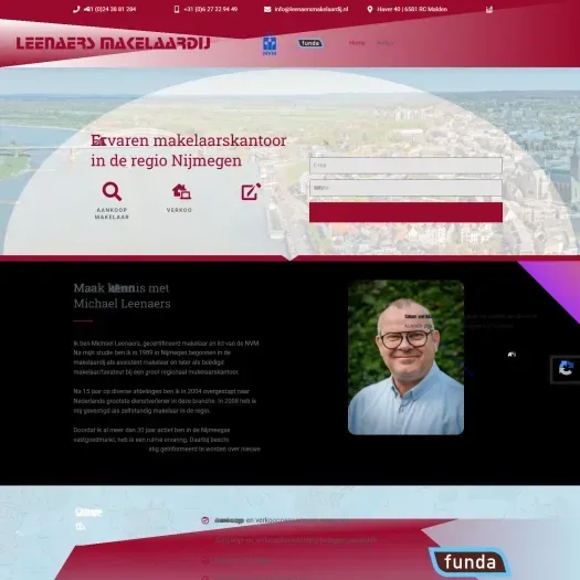 Screenshot van de website van www.leenaersmakelaardij.nl