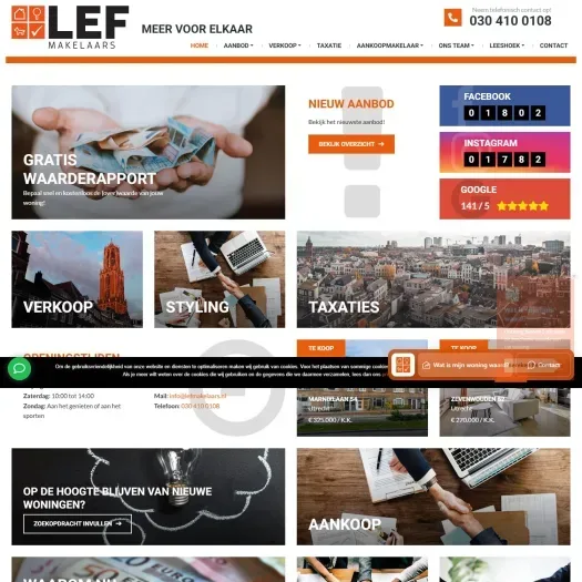 Capture d'écran du site web de www.lefmakelaars.nl