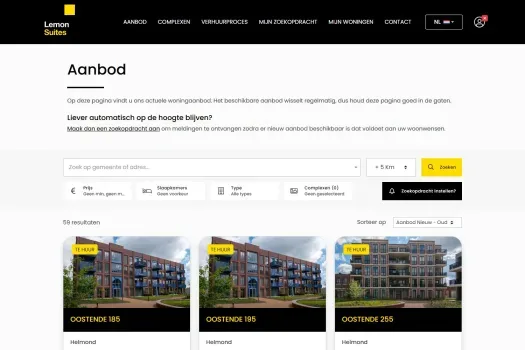 Screenshot van de website van www.lemonsuites.nl