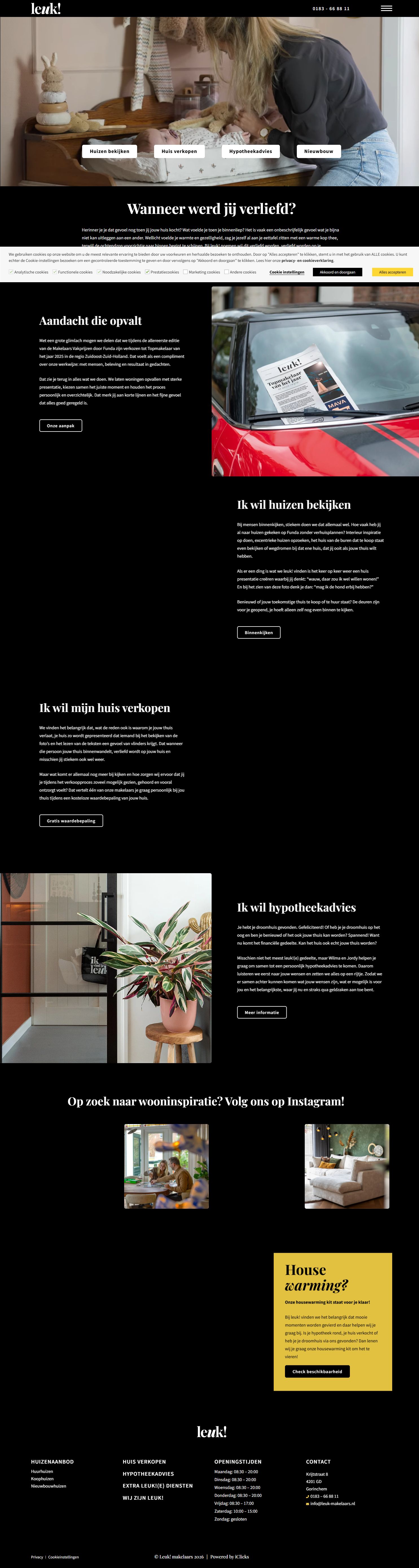 Screenshot van de website van leuk-makelaars.nl