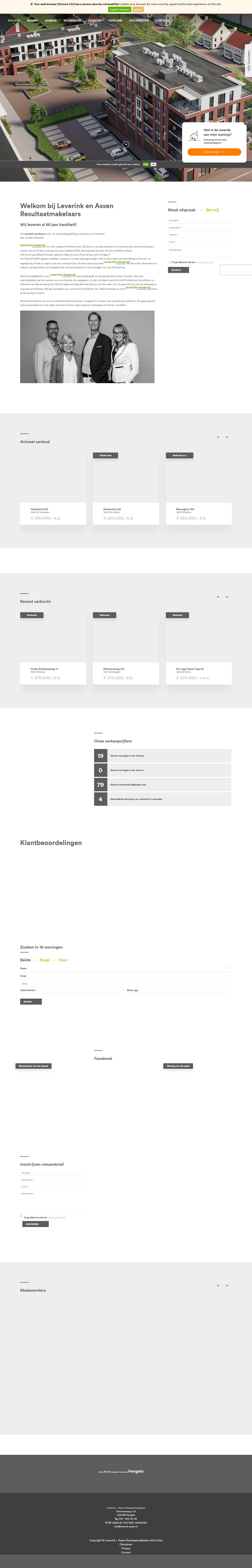 Screenshot van de website van www.leverink-assen.nl
