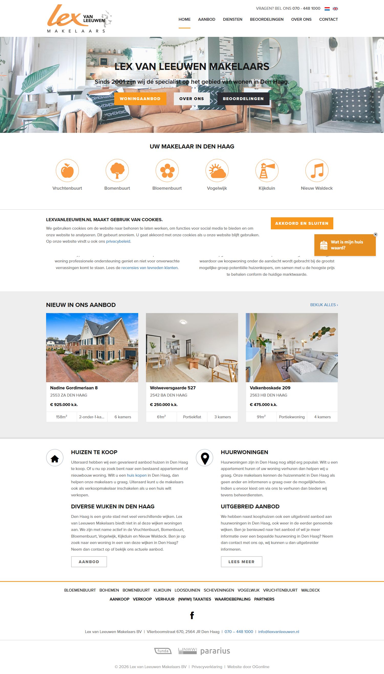 Screenshot van de website van www.lexvanleeuwen.nl