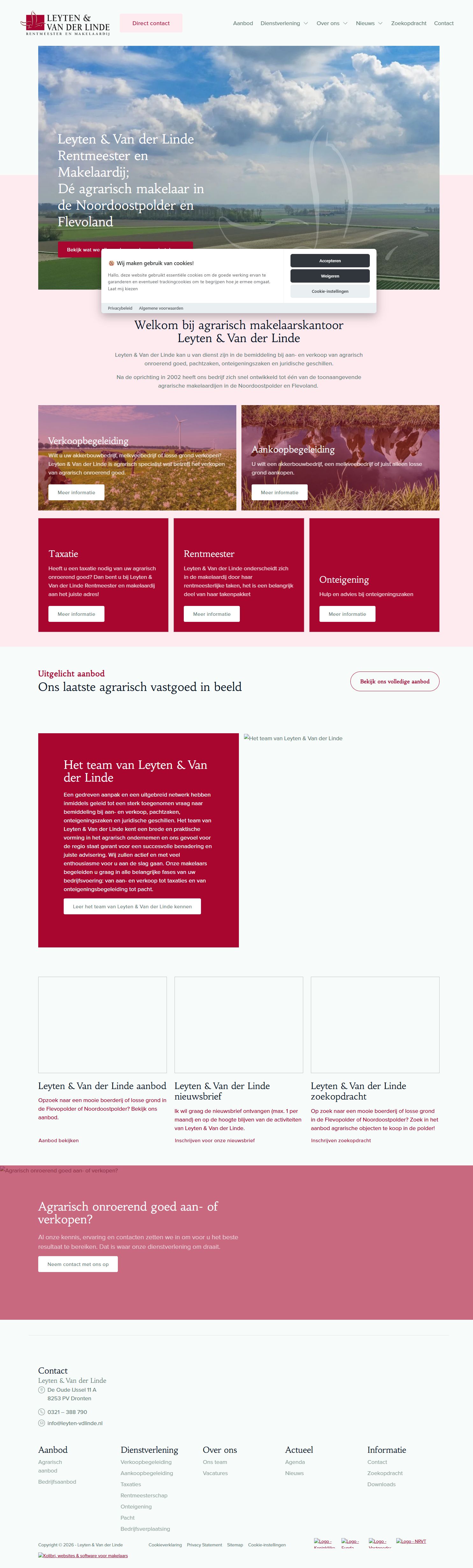 Screenshot van de website van www.leyten-vdlinde.nl