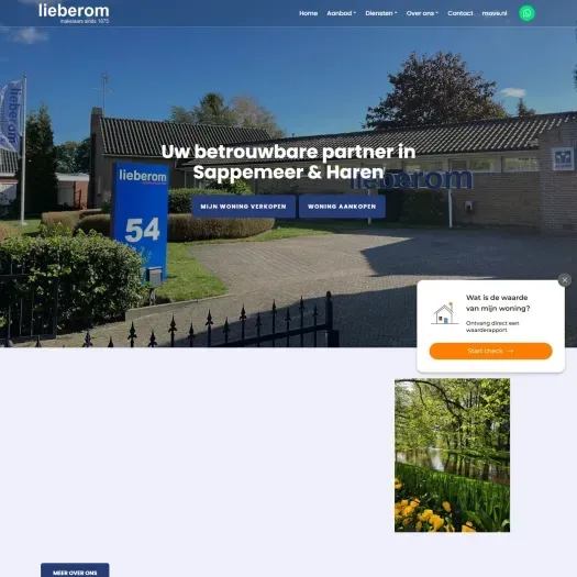 Screenshot van de website van www.lieberommakelaars.nl