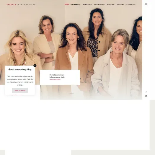 Screenshot van de website van www.liesbethamentmakelaars.nl