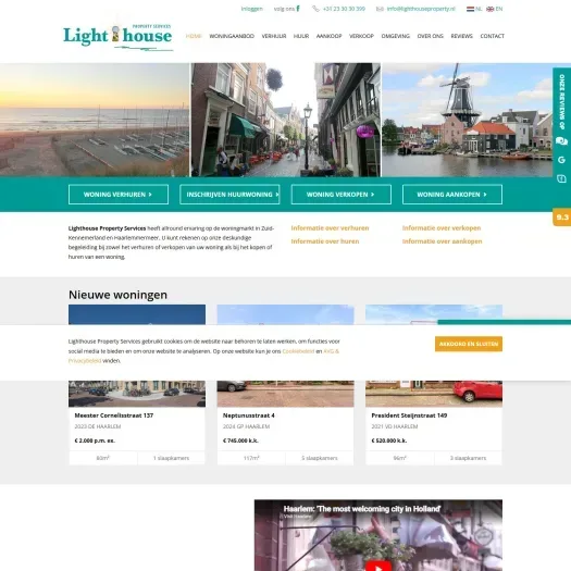 Screenshot der Website von www.lighthouseproperty.nl
