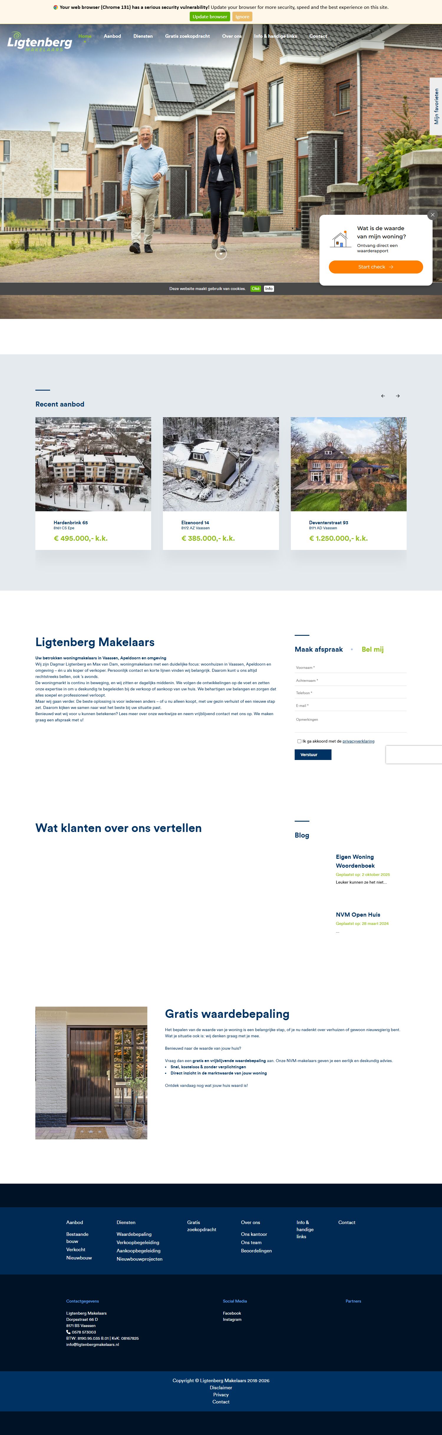 Screenshot van de website van www.ligtenbergmakelaars.nl