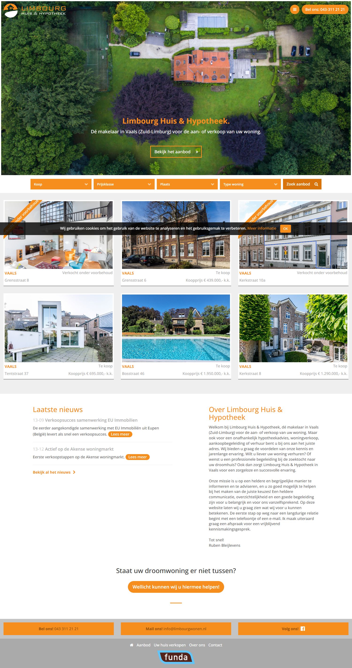Screenshot van de website van www.limbourgwonen.nl