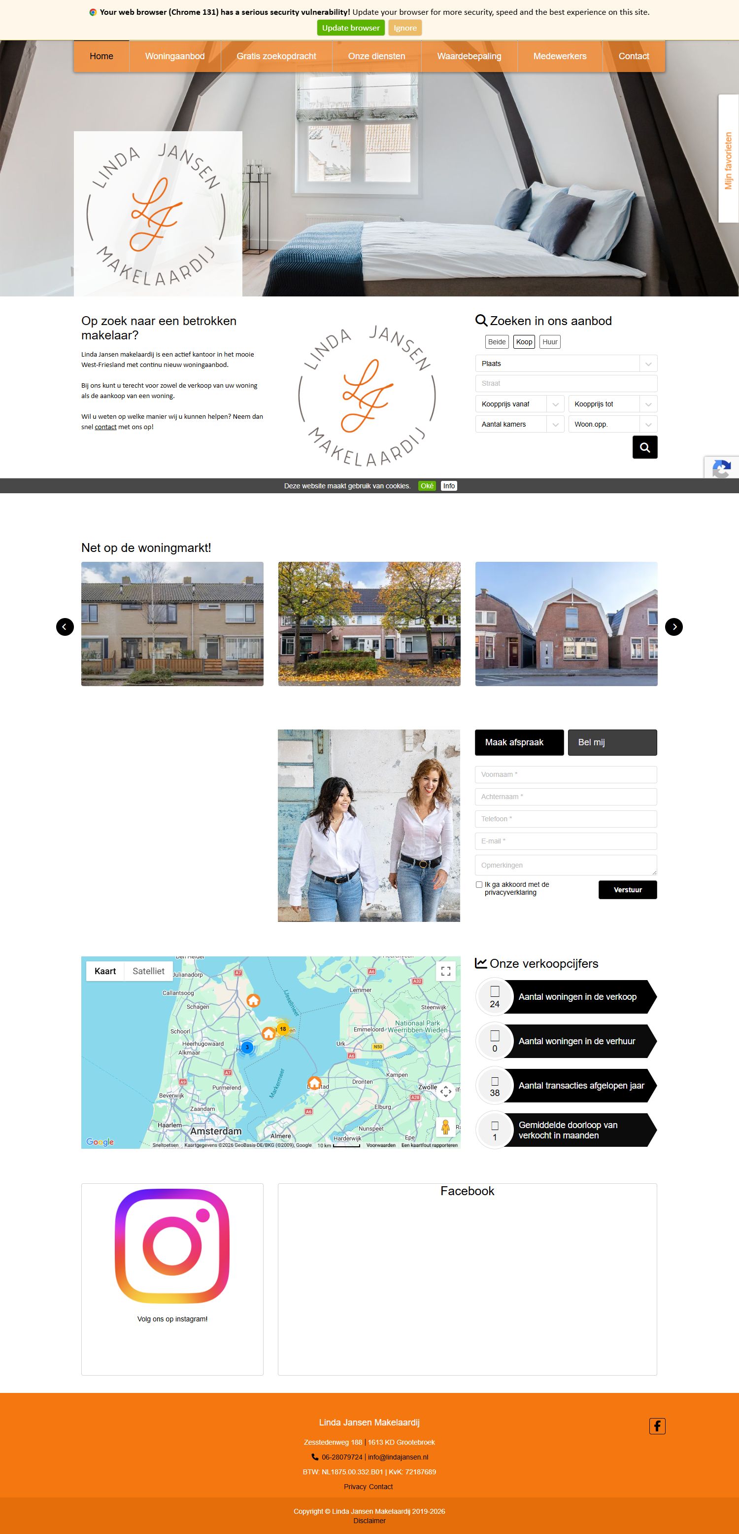 Screenshot van de website van www.lindajansen.nl