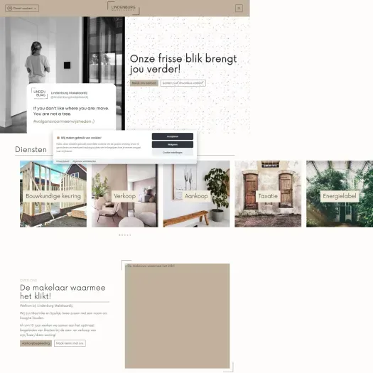 Screenshot of the website of www.lindenburgmakelaardij.nl