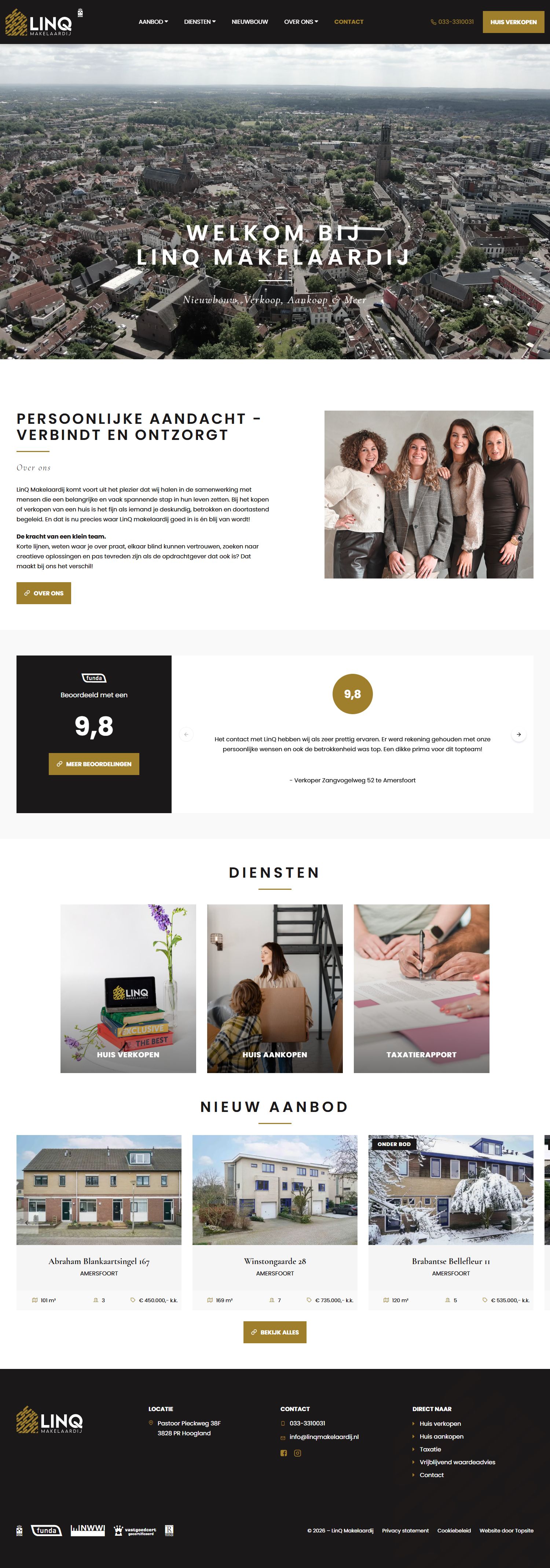 Screenshot van de website van www.linqmakelaardij.nl