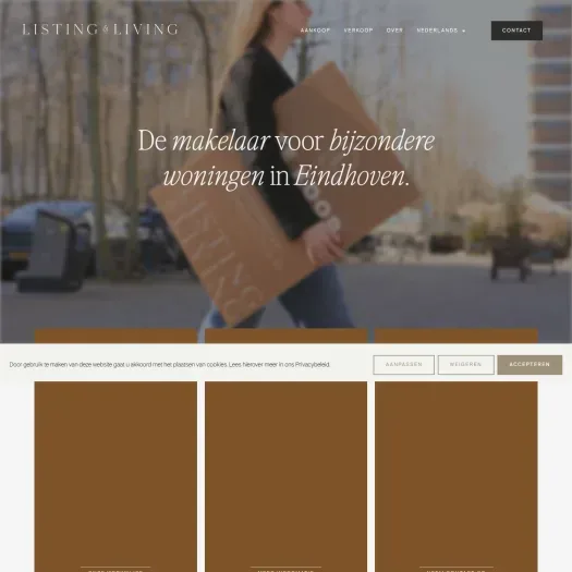 Screenshot van de website van www.listingandliving.nl