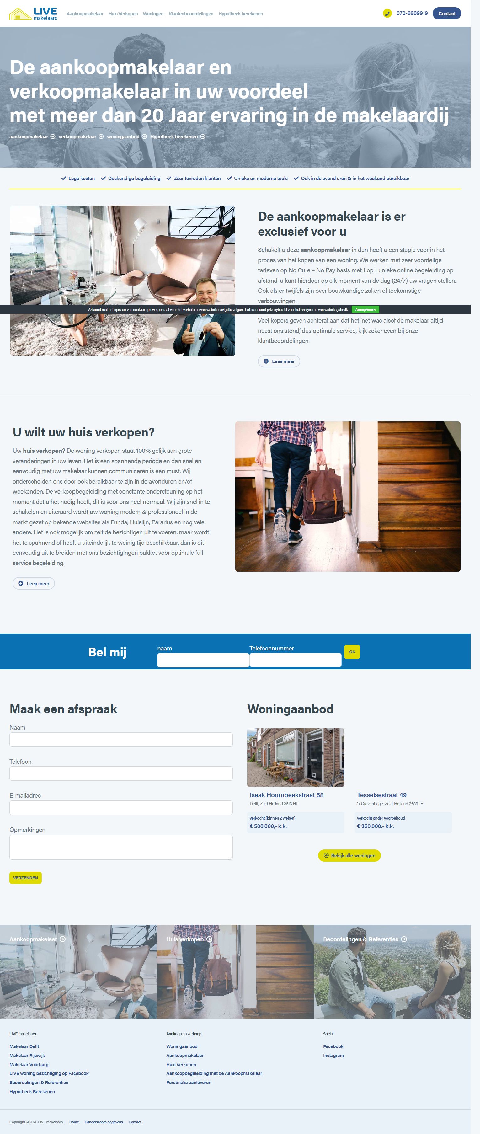 Screenshot van de website van www.livemakelaars.nl