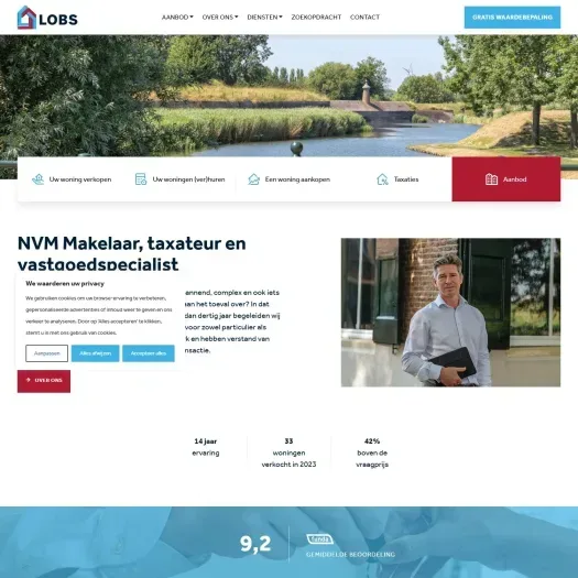 Screenshot van de website van www.lobs.nl