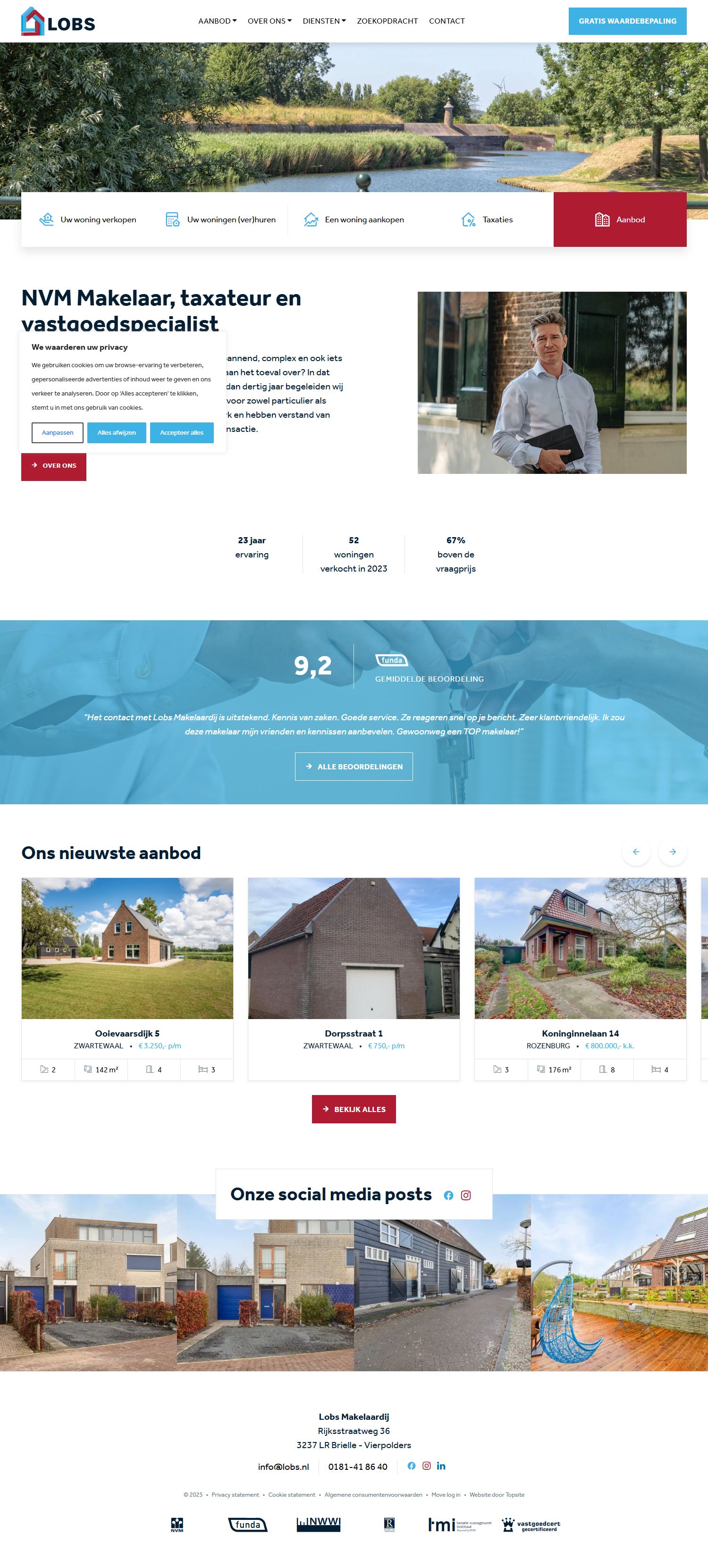 Screenshot van de website van www.lobs.nl