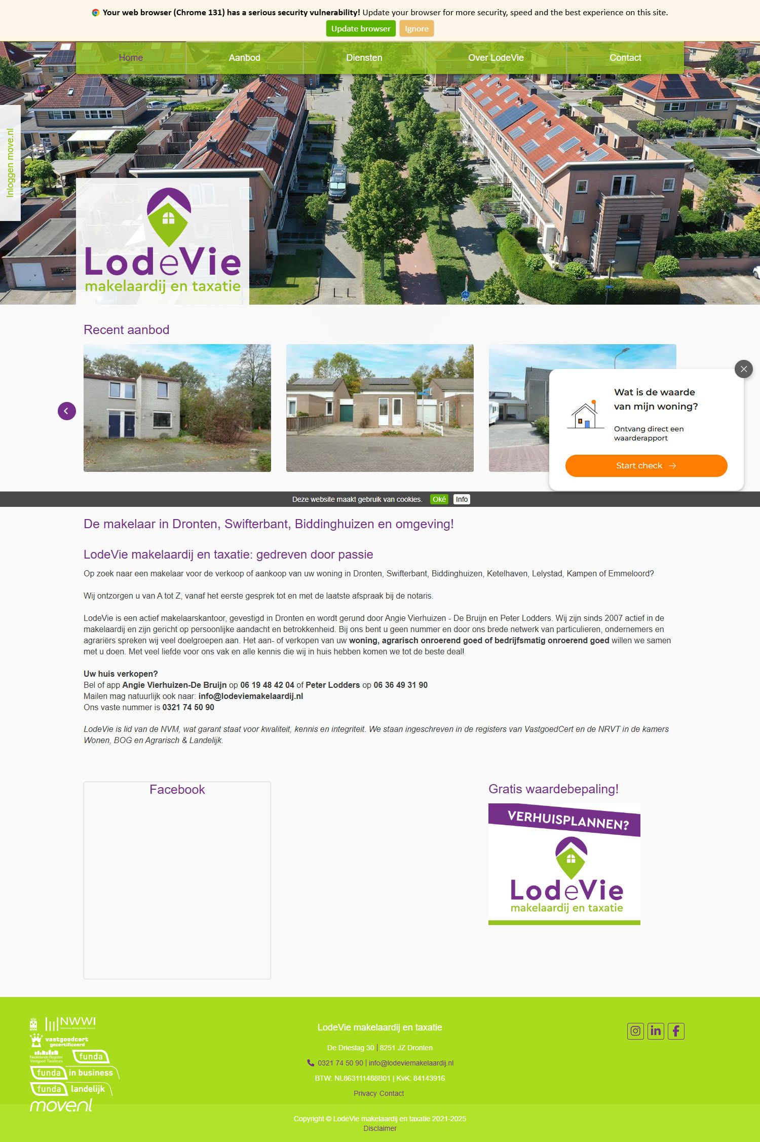 Screenshot van de website van www.lodeviemakelaardij.nl