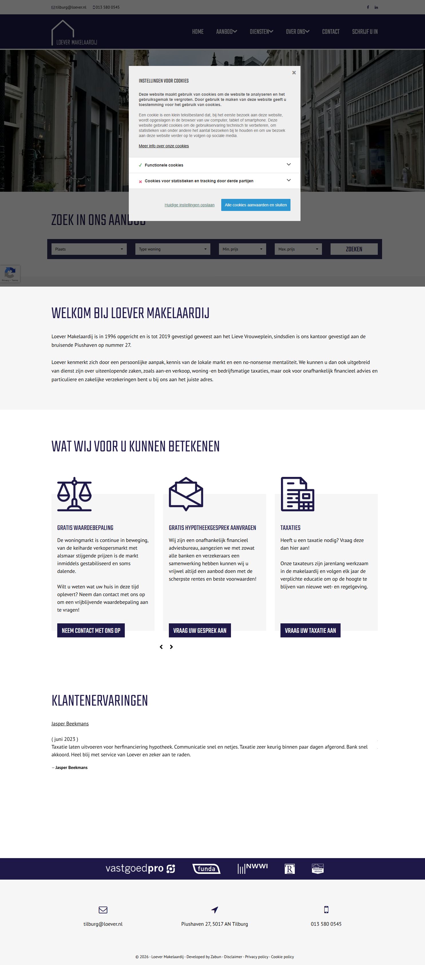 Screenshot van de website van www.loever.nl