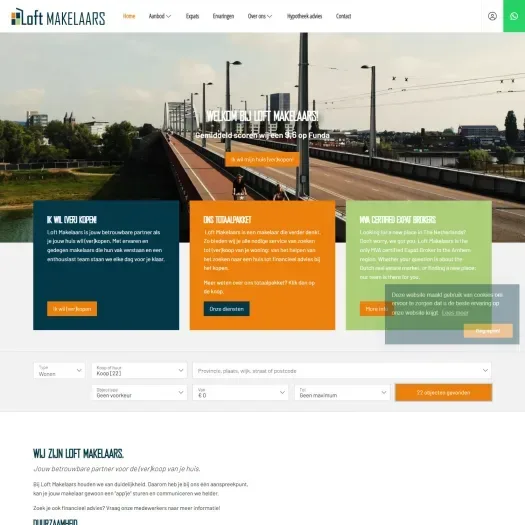 Screenshot of the website of www.loftmakelaars.nl