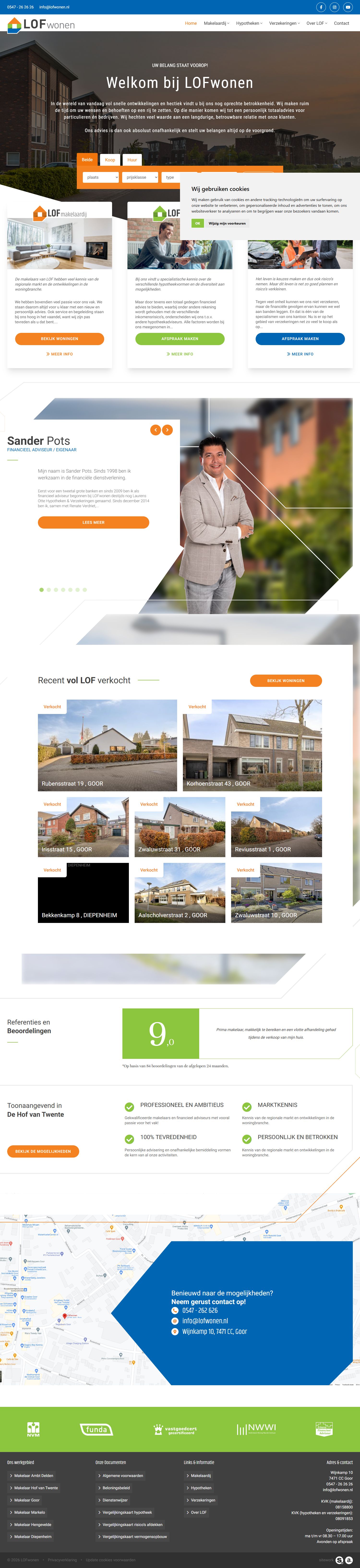 Screenshot van de website van www.lofwonen.nl