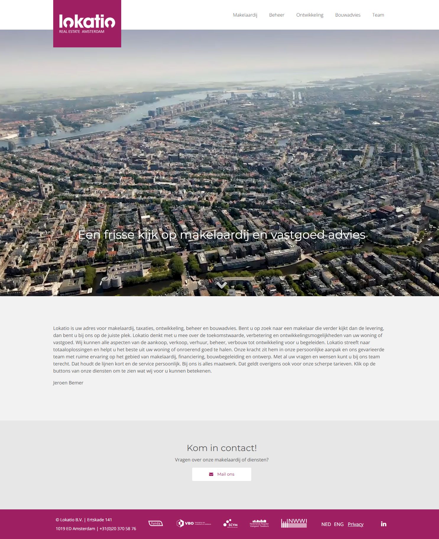 Screenshot van de website van www.lokatio.nl