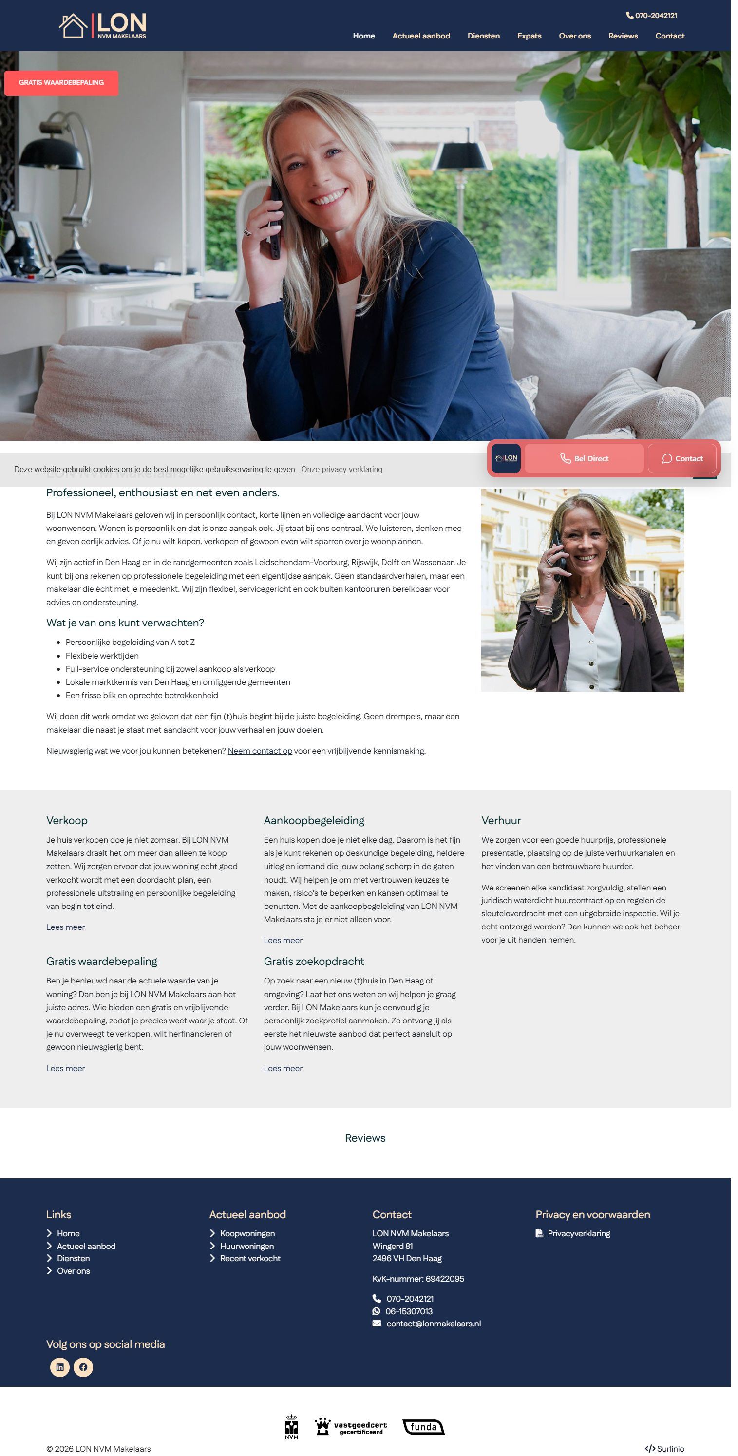 Screenshot van de website van www.lonmakelaars.nl