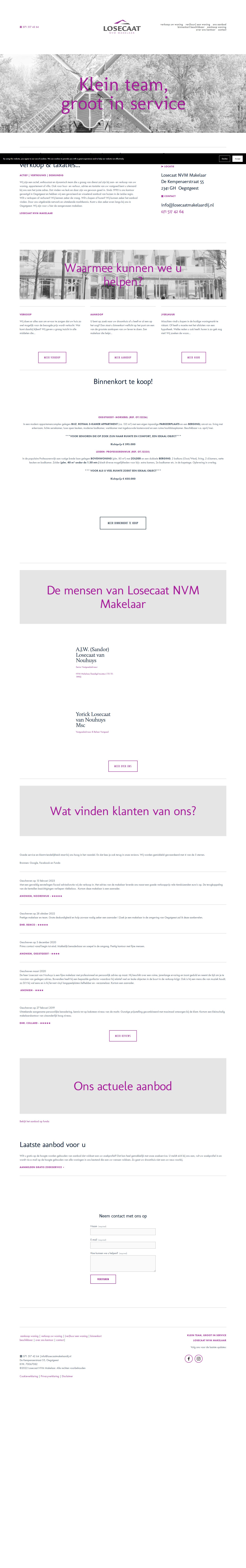 Screenshot van de website van www.losecaatnvmmakelaar.nl