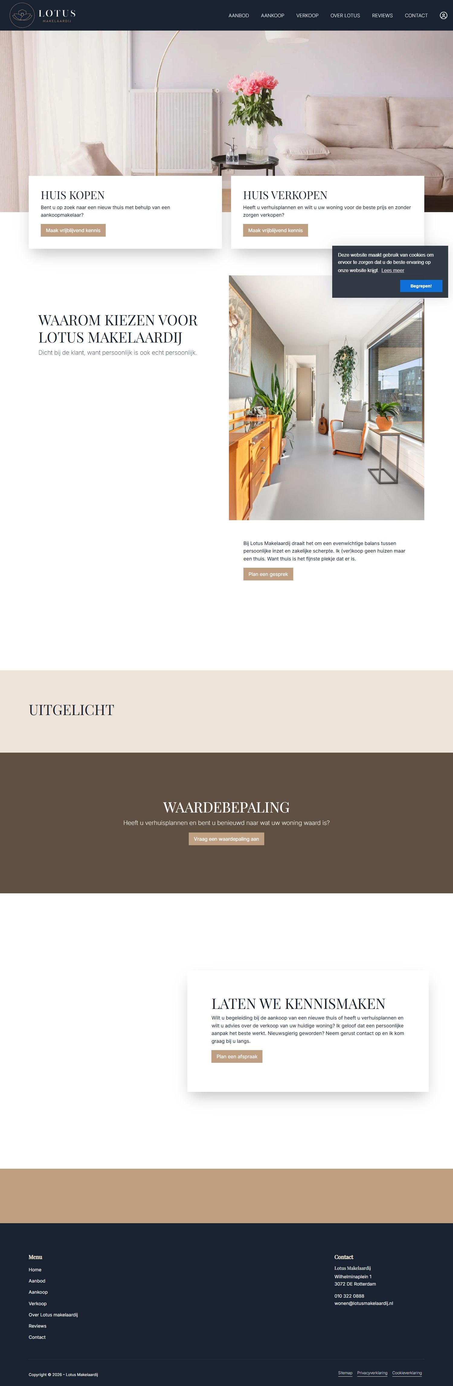 Screenshot van de website van www.lotusmakelaardij.nl