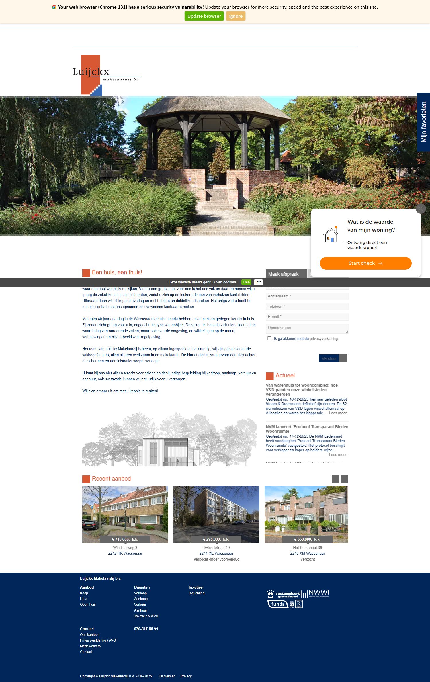 Screenshot van de website van www.luijckx-mak.nl