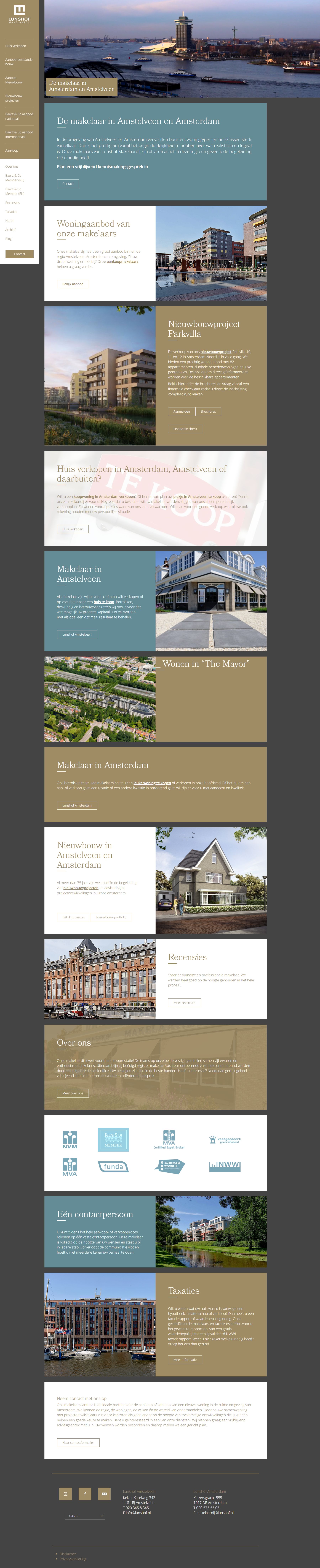 Screenshot van de website van www.lunshof.nl