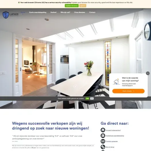 Screenshot der Website von www.lupkermakelaardij.nl