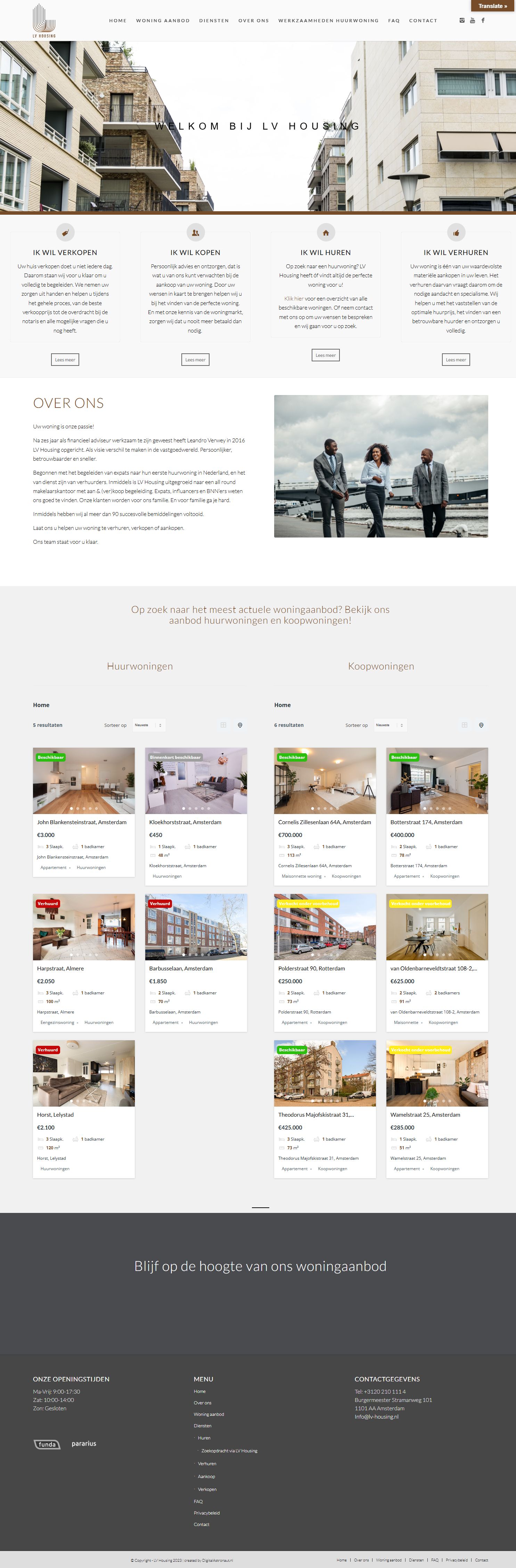 Screenshot van de website van www.lv-housing.nl