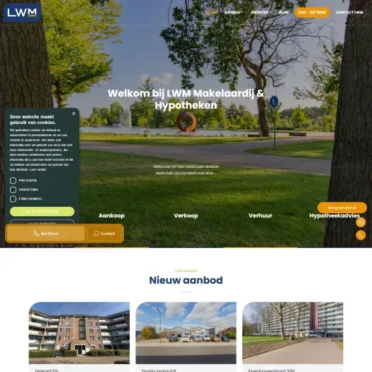 Screenshot van de website van www.lwm.nu