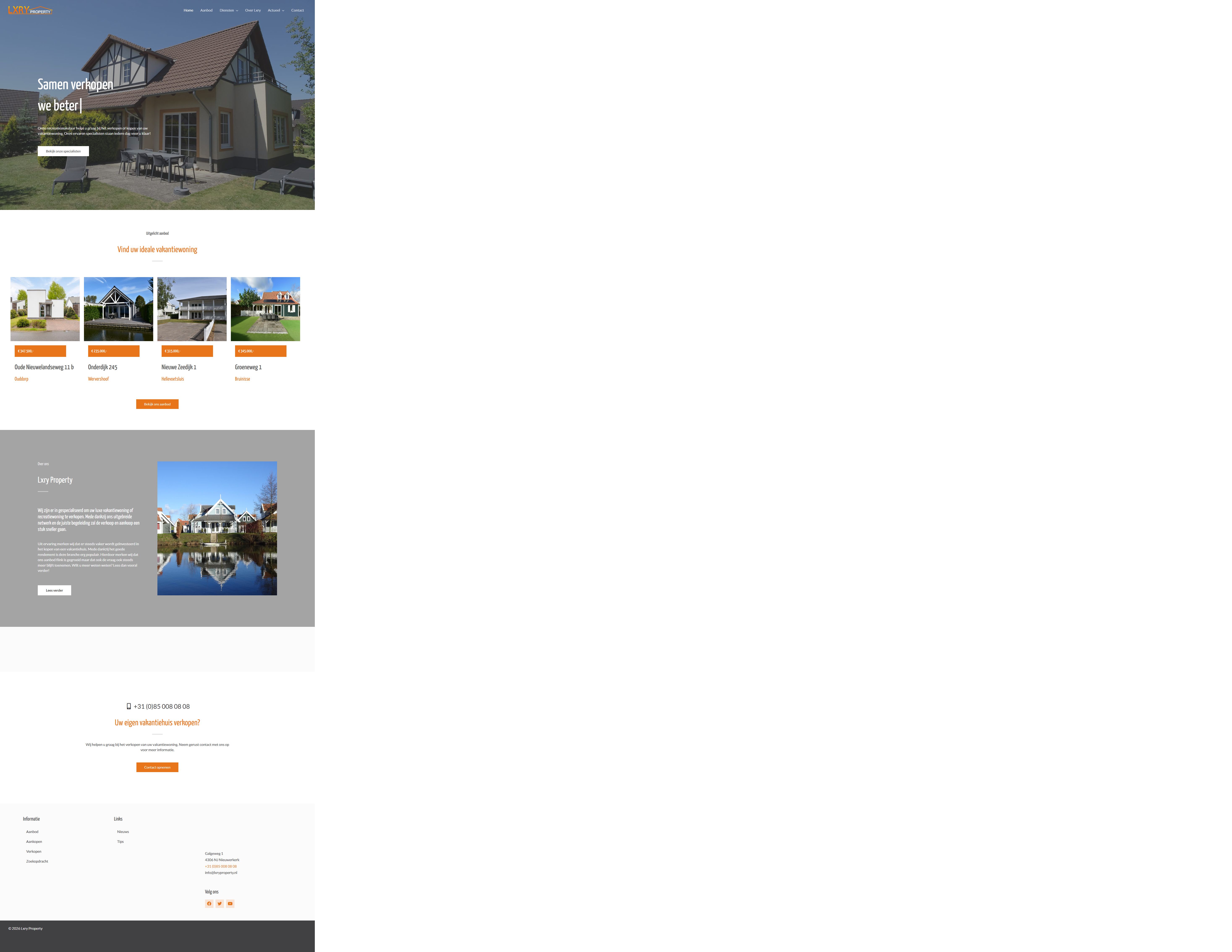 Screenshot van de website van www.lxryproperty.nl