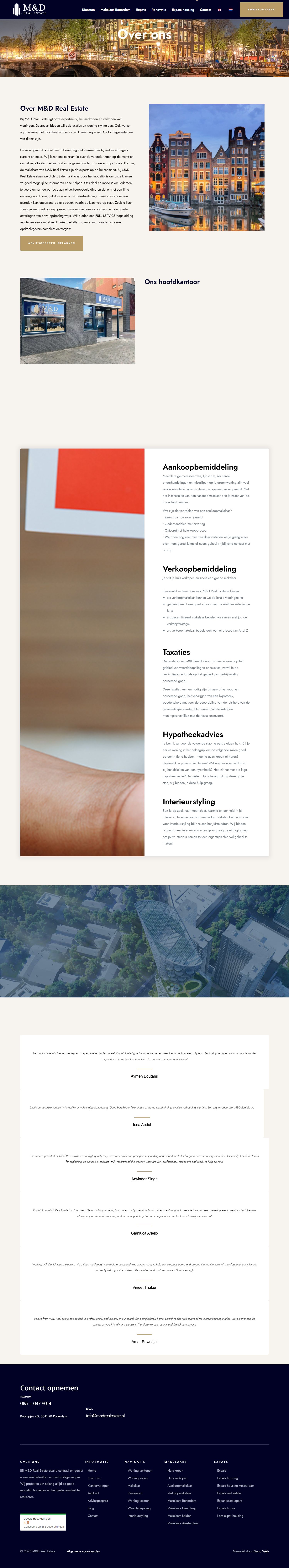 Screenshot van de website van mndrealestate.nl