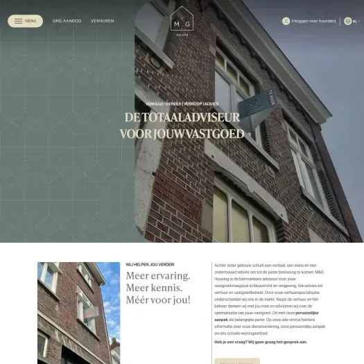 Screenshot der Website von www.mghousing.nl