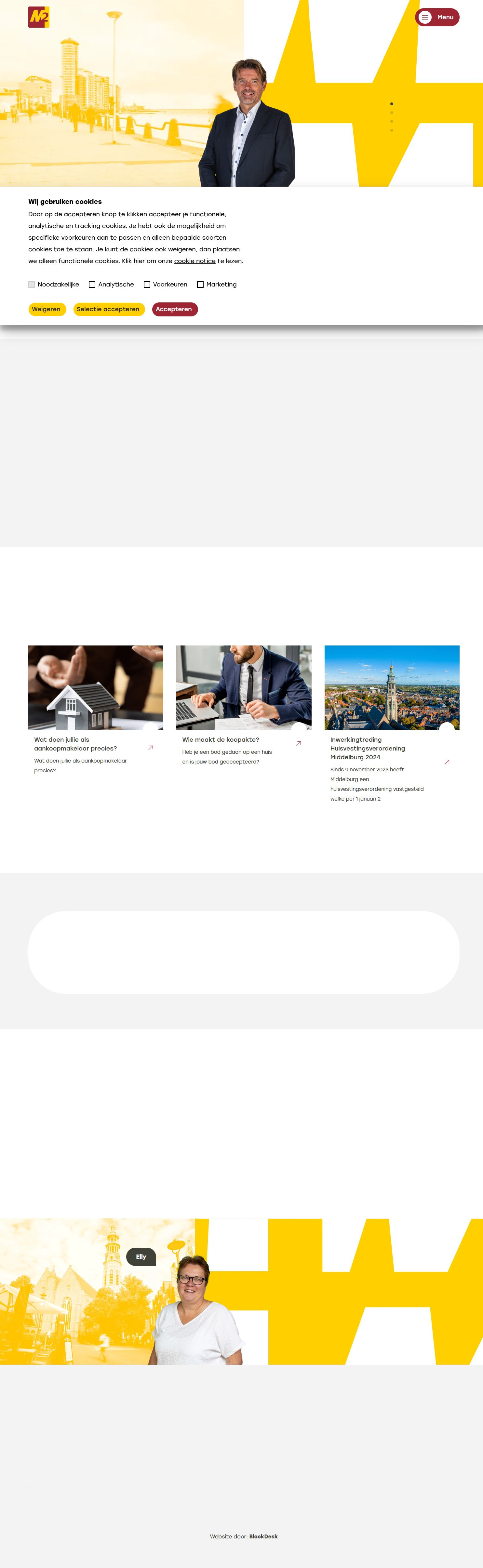 Screenshot van de website van www.m2makelaars.nl