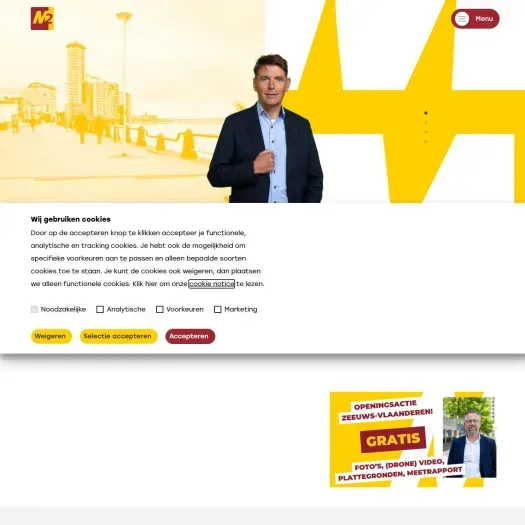 Screenshot of the website of www.m2makelaars.nl