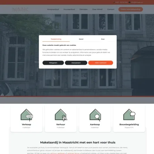 Screenshot van de website van www.maak.eu