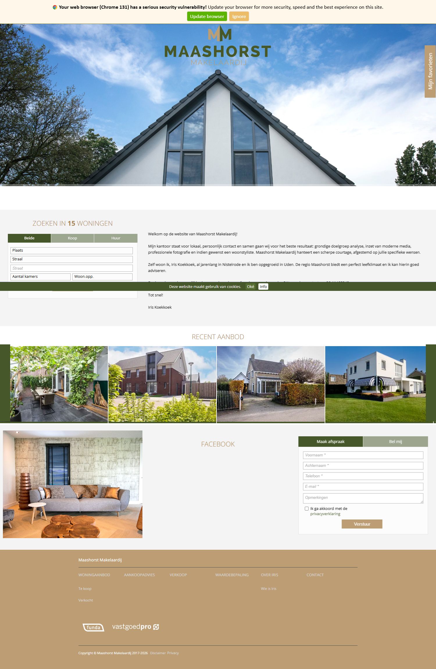 Screenshot van de website van www.maashorst-makelaardij.nl