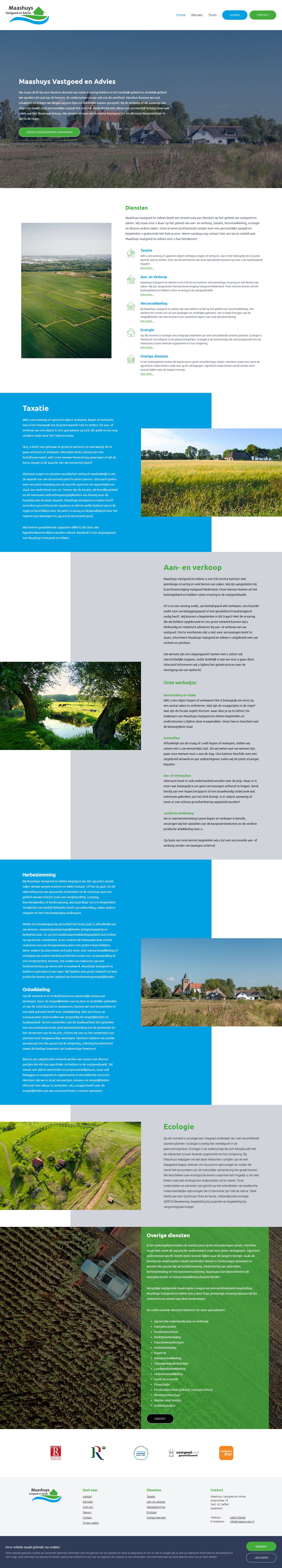 Screenshot van de website van www.maashuysbv.nl