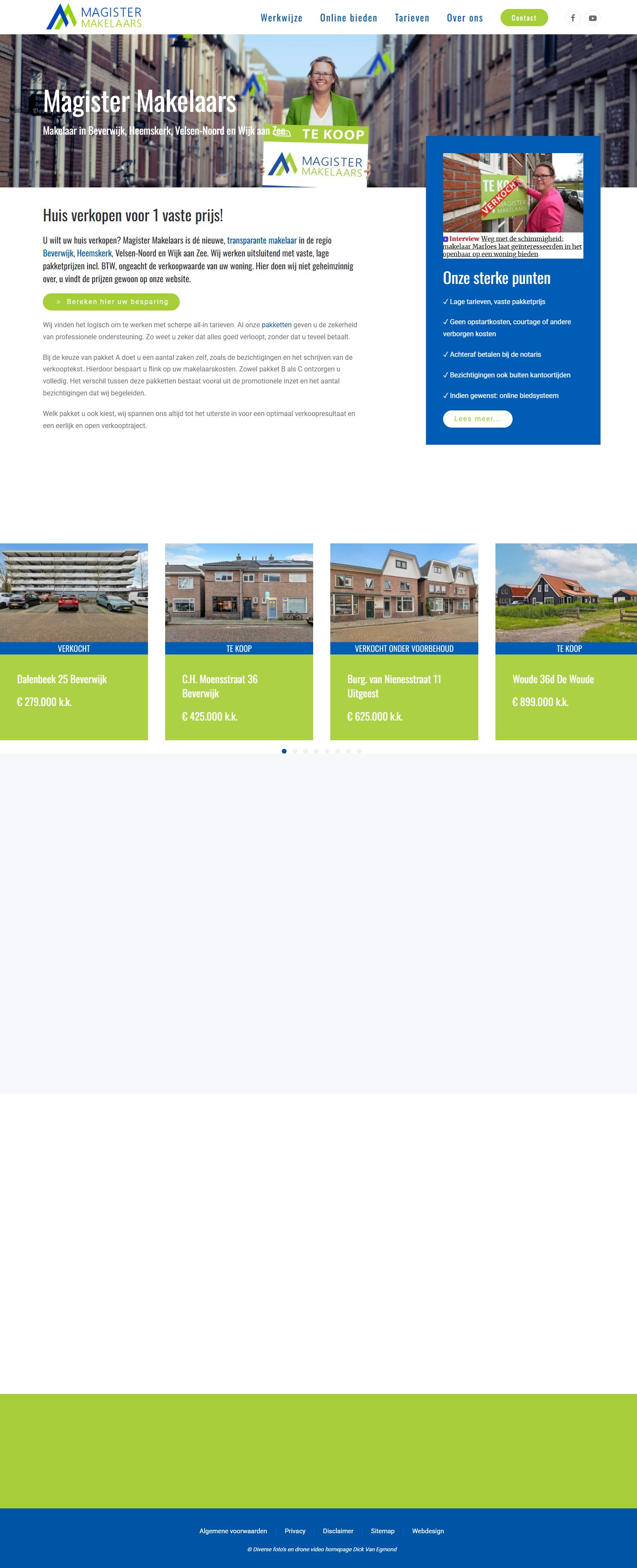 Screenshot van de website van magister-makelaars.nl