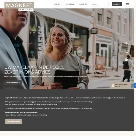 Screenshot of the website of www.magneetmakelaars.nl