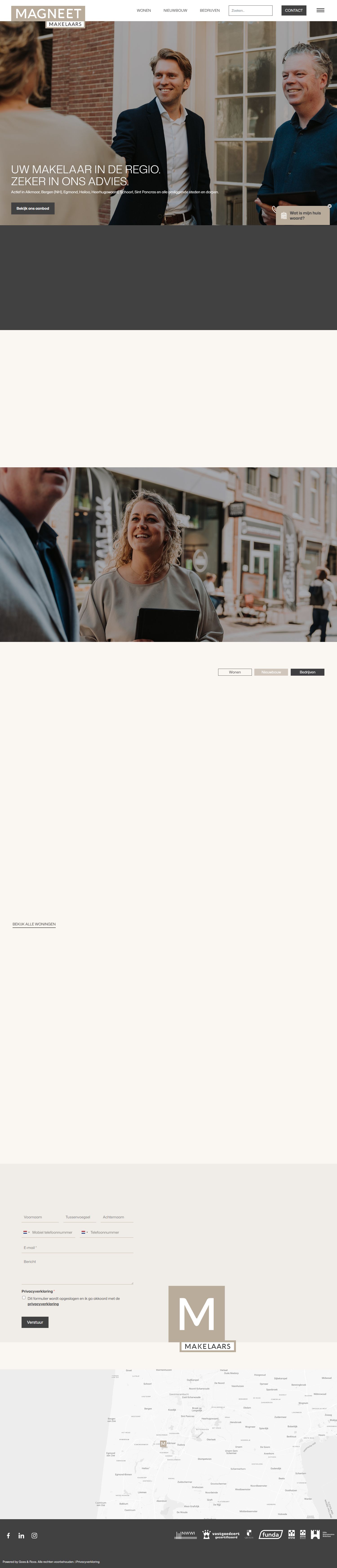 Screenshot van de website van www.magneetmakelaars.nl
