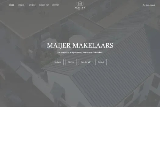 Screenshot van de website van www.maijermakelaars.nl